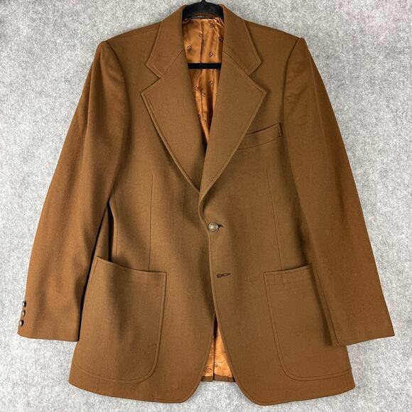 Vintage Christian Dior Virgin Wool Blazer Sport Coat Mens 40R Brown USA FLAWS - Picture 1 of 16